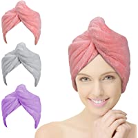 ACWOO Toallas para Secar El Pelo- 3pcs Gorro de Pelo Seco para Mujeres- Cabello Turbante de Secado rápido Coral Fleece…